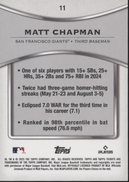Matt Chapman 2025 Topps Tribute 21/75 11 - Collector Store LLC