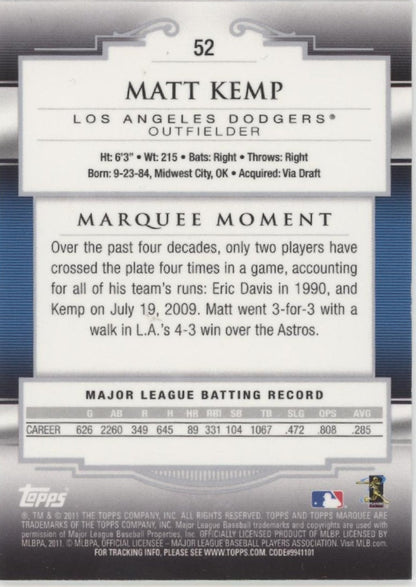 Matt Kemp 2011 Topps Marquee Moment 120/199 #52 - Collector Store LLC
