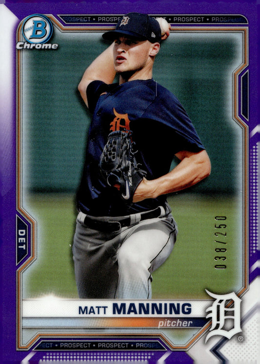 Matt Manning 2021 Bowman Chrome Prospects Purple Refractor 038/250 #BCP - 205 - Collector Store LLC