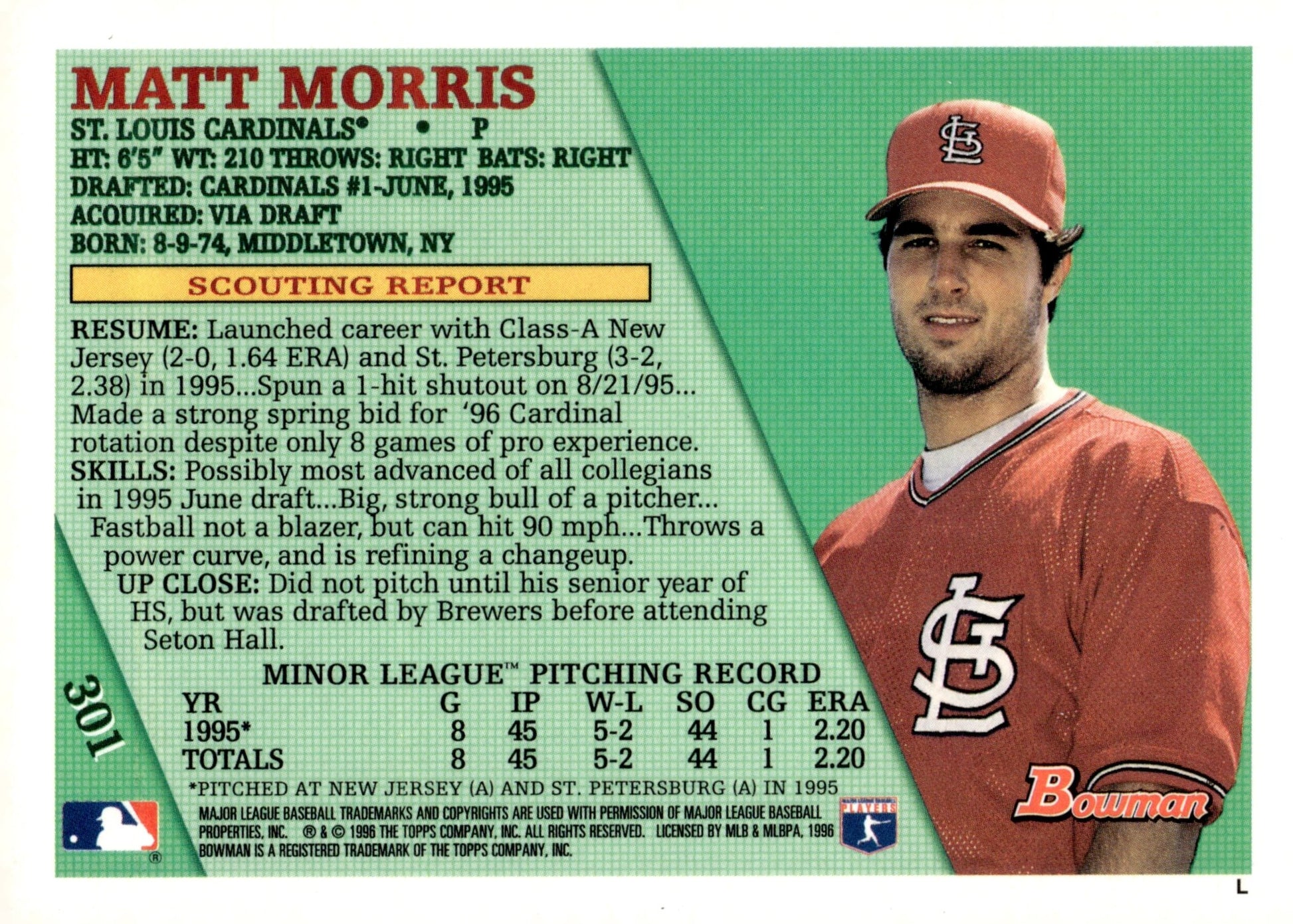 Matt Morris 1996 Bowman Foil #301 - Collector Store LLC
