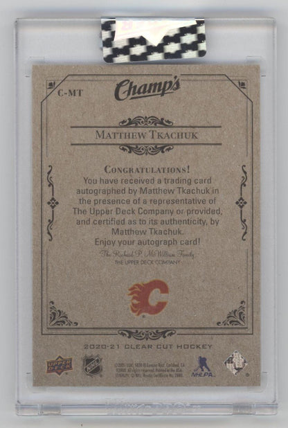 Matthew Tkachuk 2020 - 21 Upper Deck Clear Cut Champ's Auto #C - MT - Collector Store LLC