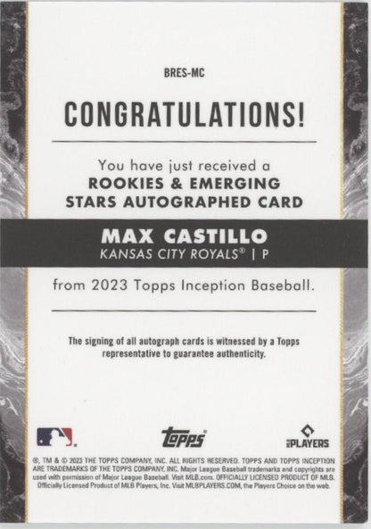 Max Castillo 2023 Topps Inception RC Auto 226/299 #BRES - MC - Collector Store LLC