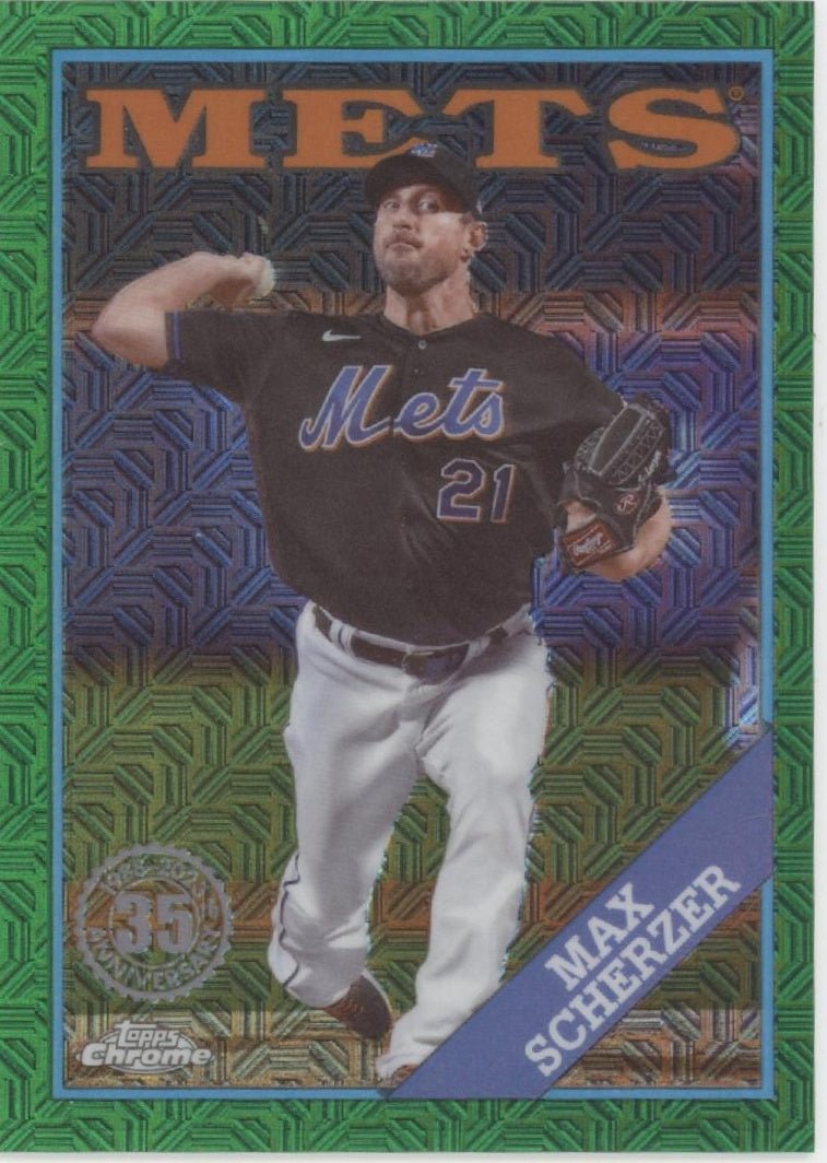 Max Scherzer 2023 Topps Chrome 35th Anniversary Green Mojo Refractor 19/99 - Collector Store LLC