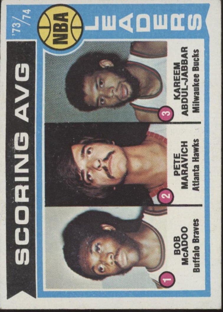 McAdoo / Maravich / Abdul - Jabbar 1974 - 75 Topps #145 VG - EX - Collector Store LLC