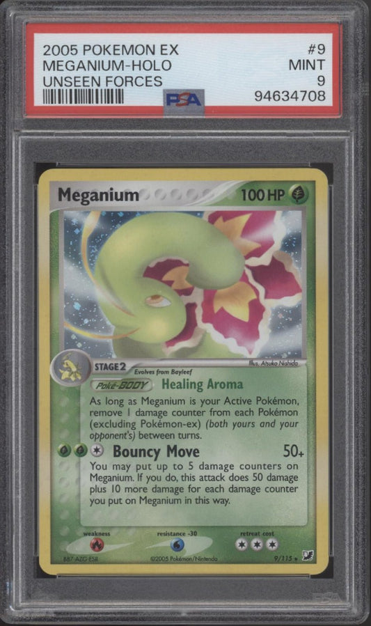 Meganium Pokemon Unseen Forces Holo 9 PSA 9 - Collector Store LLC