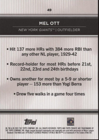 Mel Ott 2024 Topps Tribute #49 - Collector Store LLC