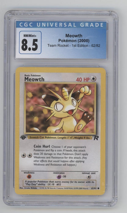 Meowth Pokemon Team Rocket 1st Edition #62 CGC 8.5 - Collector Store LLC