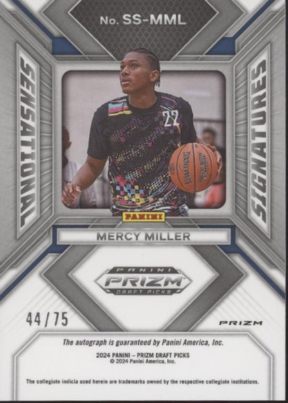 Mercy Miller 2024 Prizm Draft Picks Sensational Signatures Blue Ice Auto /75 - Collector Store LLC