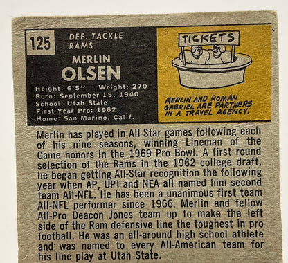 Merlin Olsen 1971 Topps #125 Los Angeles Rams GD - Collector Store LLC