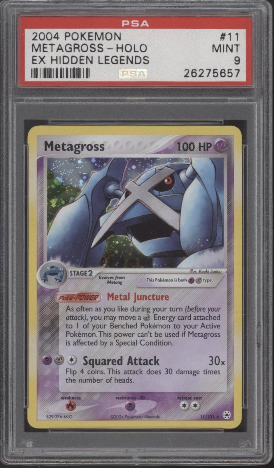 Metagross Pokemon EX Hidden Legends #11 PSA 9 - Collector Store LLC