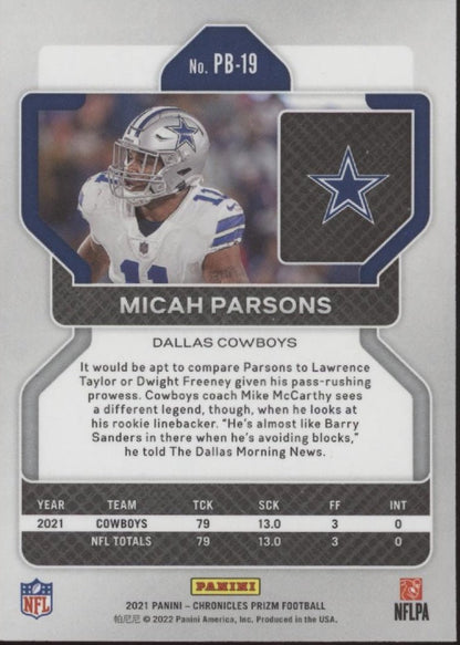 Micah Parsons 2021 Panini Chronicles Prizm RC #PB - 19 - Collector Store LLC