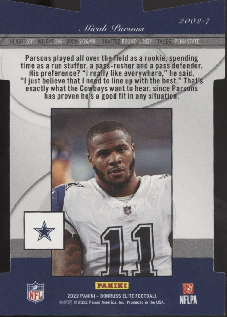 Micah Parsons 2022 Panini Donruss Elite Aspirations Die - Cut Red 84/89 - Collector Store LLC