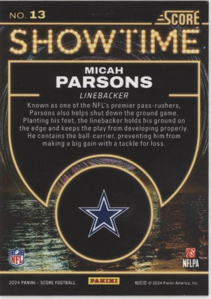 Micah Parsons 2024 Panini Score Showtime 3D #13 - Collector Store LLC