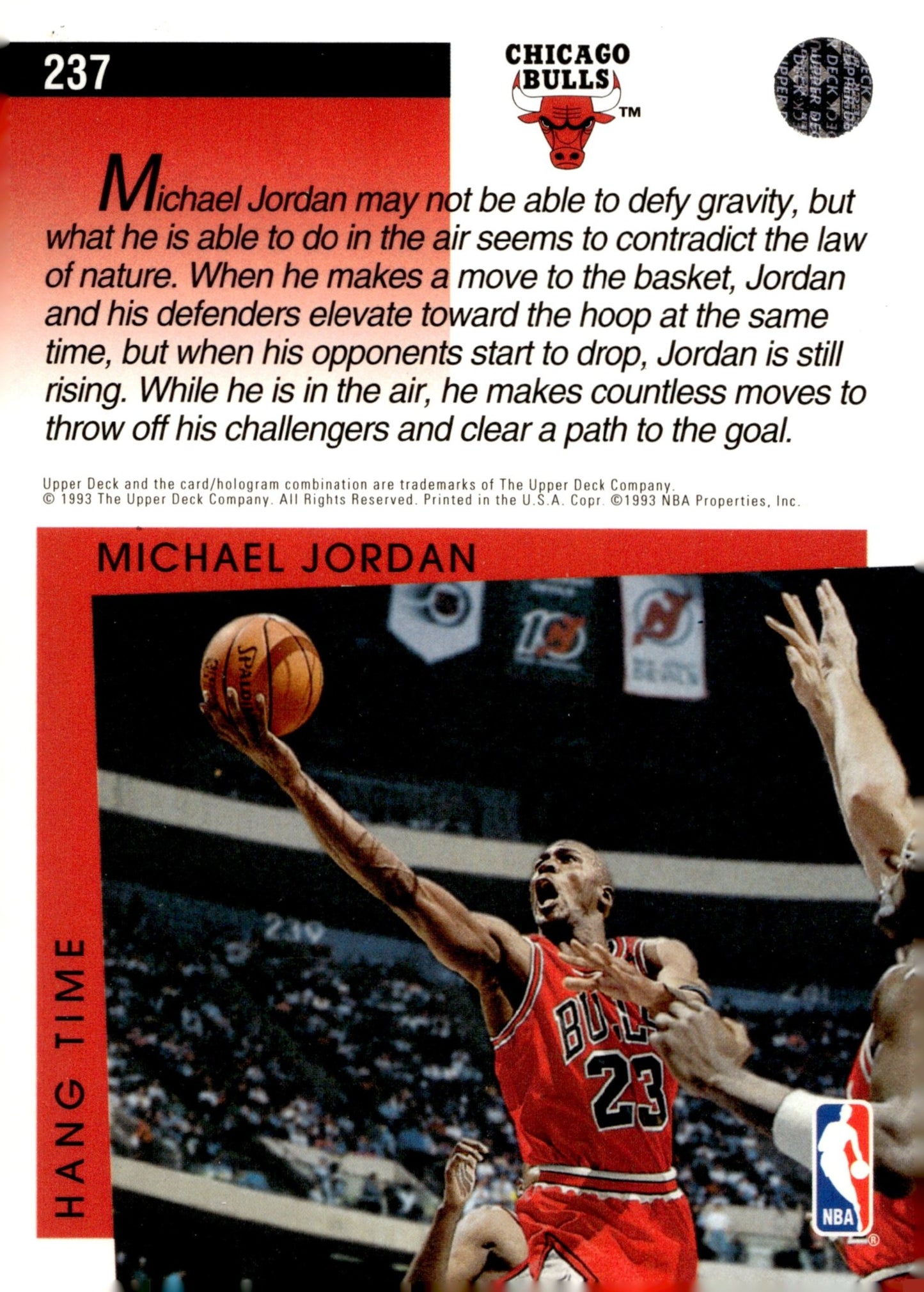 Michael Jordan 1993 - 94 Upper Deck Signature Moves He's Back March 19, 1995 #237 - Collector Store LLC