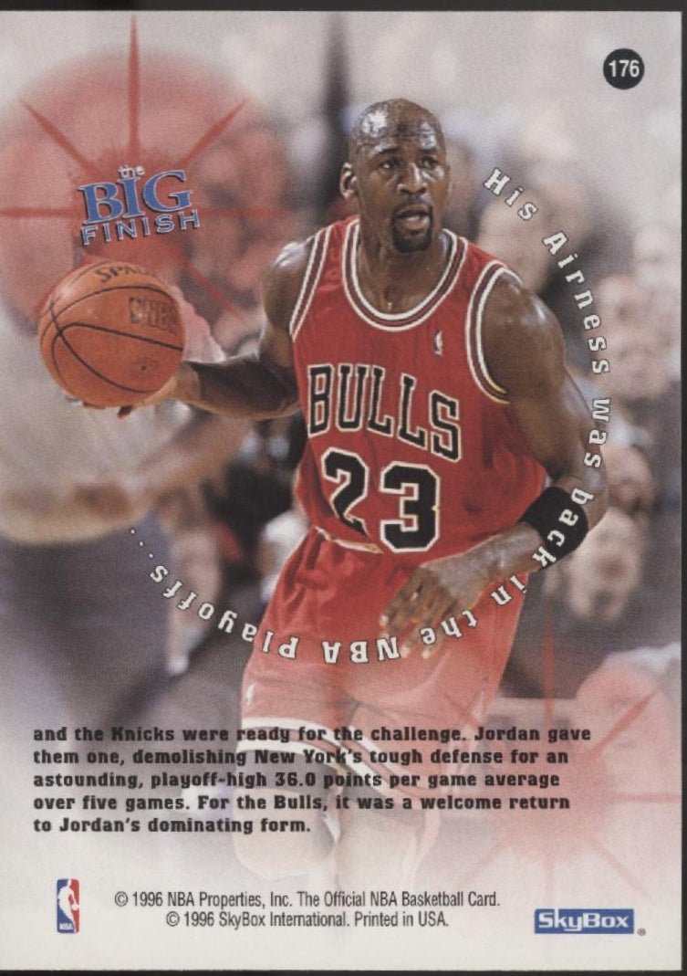 Michael Jordan 1996 - 97 Skybox Hoops The Big Finish #176 - Collector Store LLC