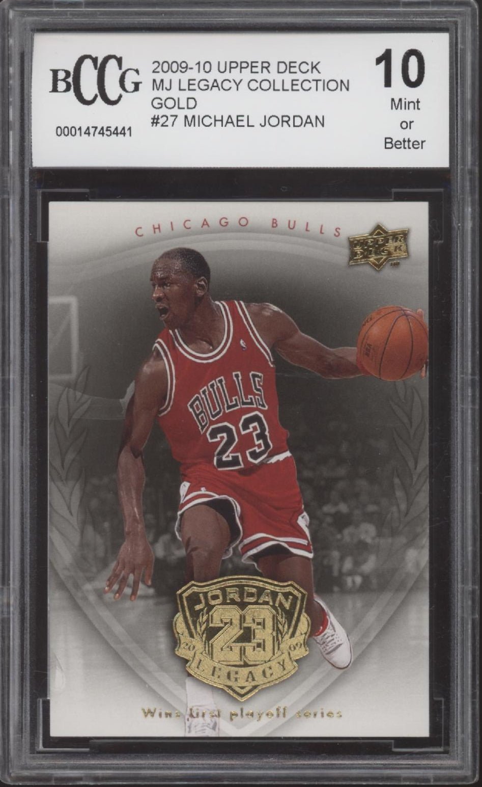 Michael Jordan 2009 - 10 Upper Deck MJ Legacy Collection Gold #27 Beckett 10 - Collector Store LLC