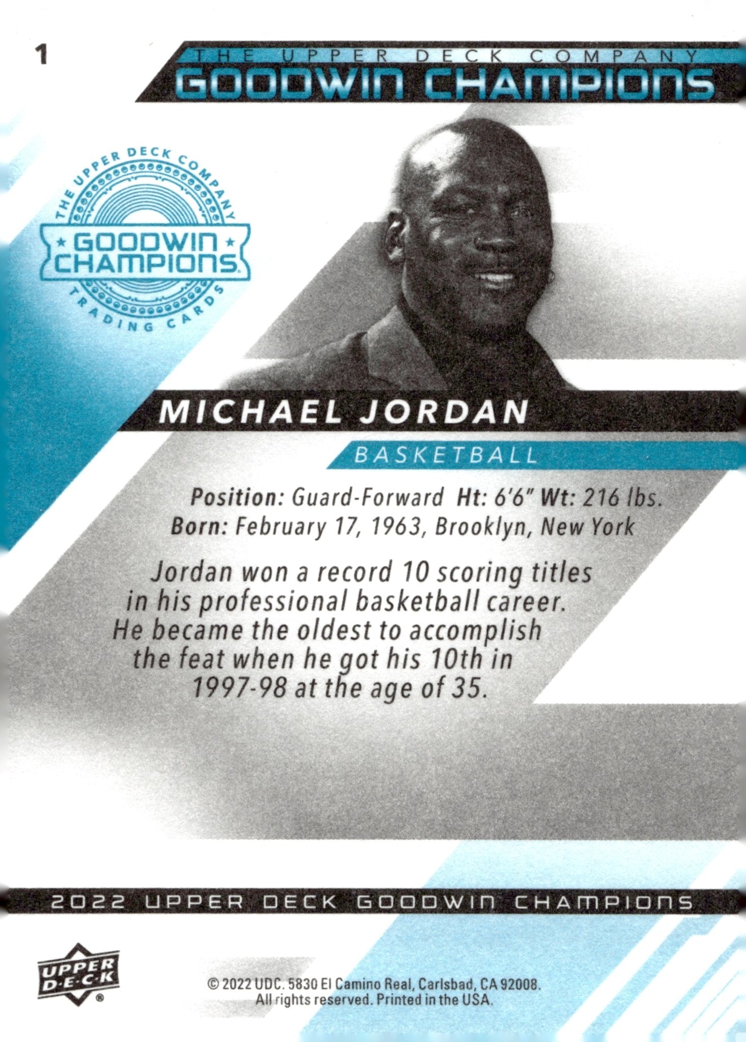 Michael Jordan 2022 Upper Deck Goodwin Champions #1 - Collector Store LLC