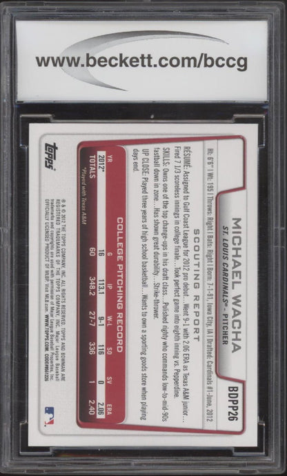 Michael Wacha 2012 Bowman Draft Picks #BDPP26 Beckett 10 - Collector Store LLC