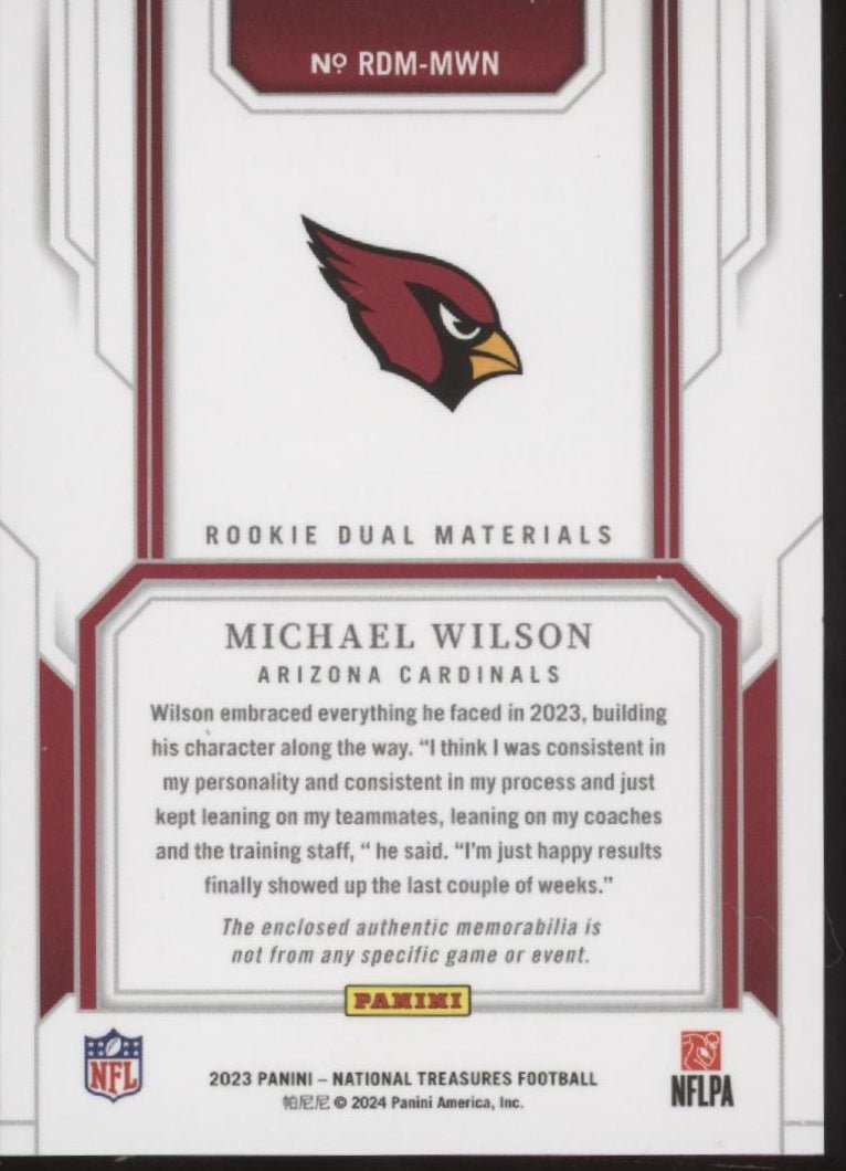 Michael Wilson 2023 Panini National Treasures Swatches RC 05/99 #RDM - MWN - Collector Store LLC