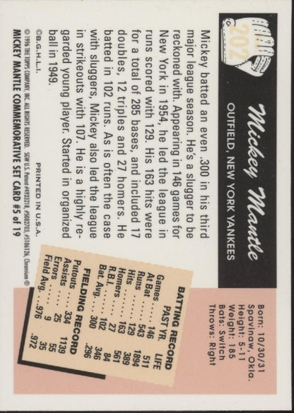 Mickey Mantle 1996 Topps Mickey Mantle Commemorative Set with Coating #5 - Collector Store LLC