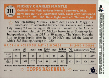 Mickey Mantle 2006 Topps Mickey Mantle Story #311 #2 - Collector Store LLC