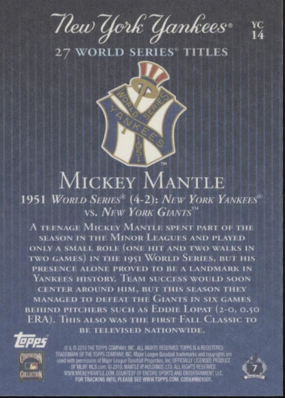 Mickey Mantle 2010 Topps Home Run Reprint #YC14 - Collector Store LLC