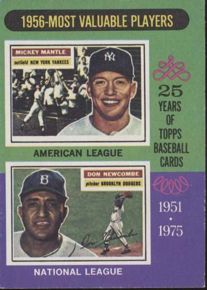 Mickey Mantle / Don Newcombe 1975 Topps 1956 MVPs #194 VG - EX - Collector Store LLC