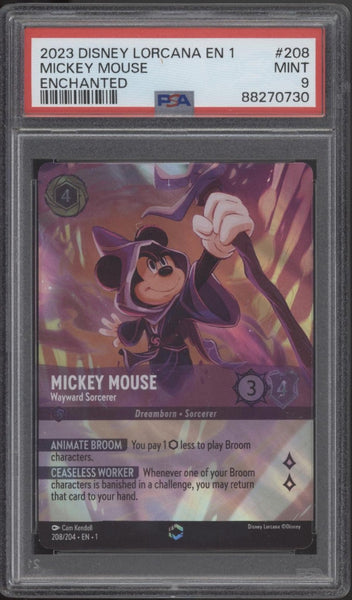 lorcana floodborn card values Mickey Mouse Disney Lorcana The First Chapter Enchanted #208 PSA 9