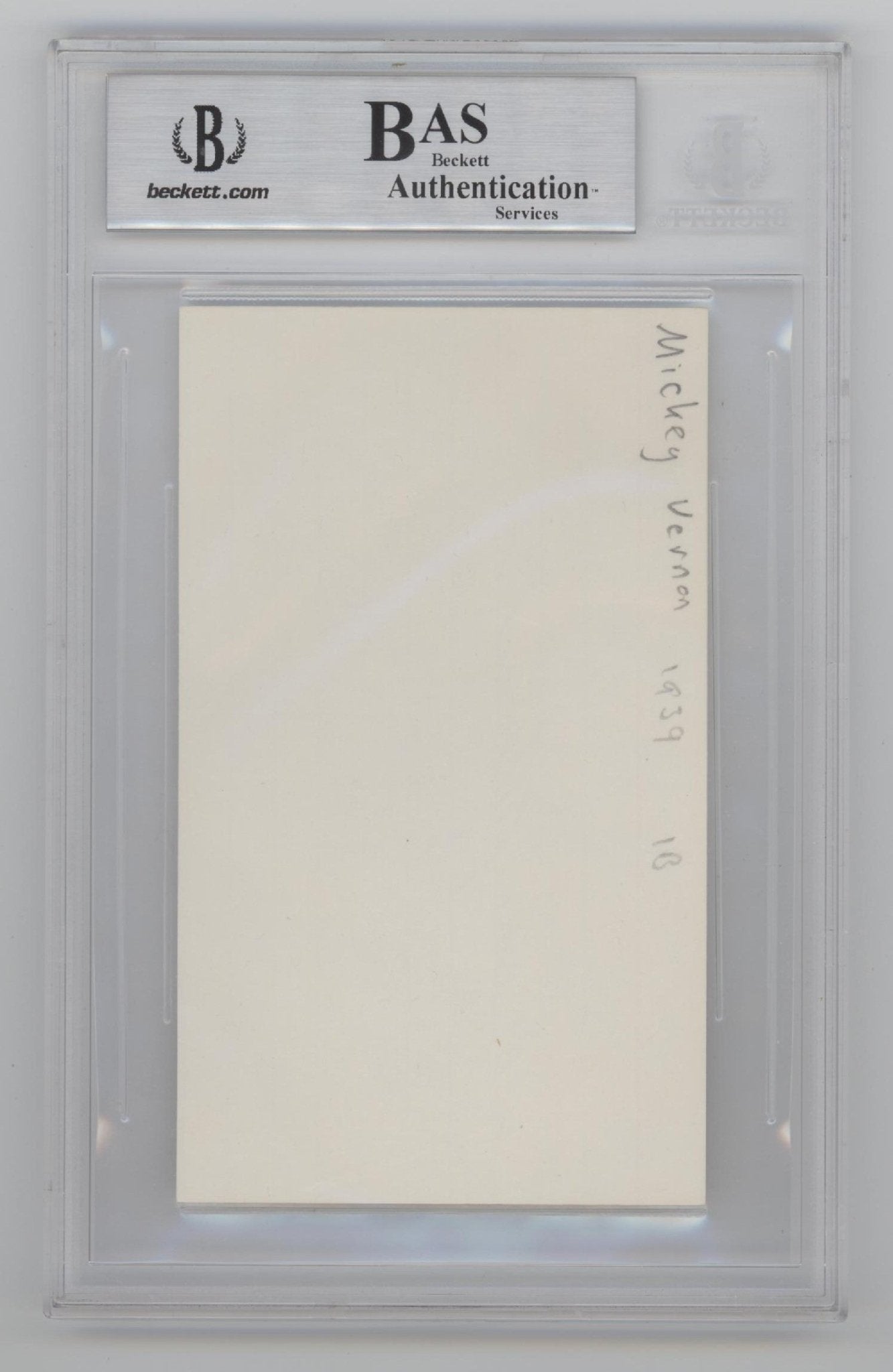 Mickey Vernon Index Card with Beckett Authentic Auto - Collector Store LLC