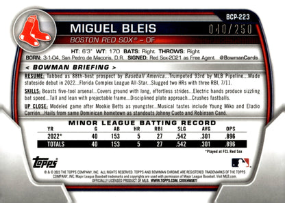 Miguel Bleis 2023 Bowman Chrome Purple Refractor 040/250 #BCP - 223 - Collector Store LLC