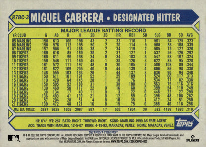 Miguel Cabrera 2022 Topps Chrome 35th Anniversary Refractor #87BC - 3 - Collector Store LLC
