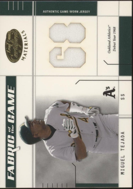 Miguel Tejada 2003 Leaf Certified Fabric of the Game Swatch 32/68 #FG - 19 - Collector Store LLC