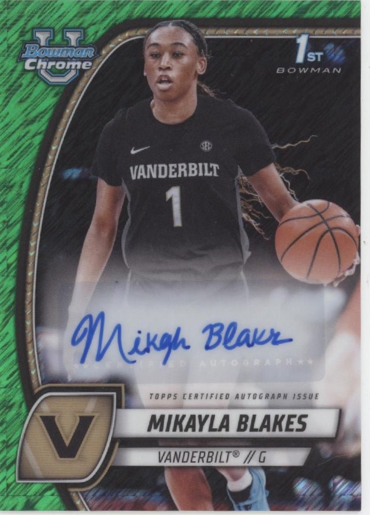 Mikayla Blakes 2024 - 25 Bowman Chrome University Green Shimmer Refractor Auto #55 - Collector Store LLC