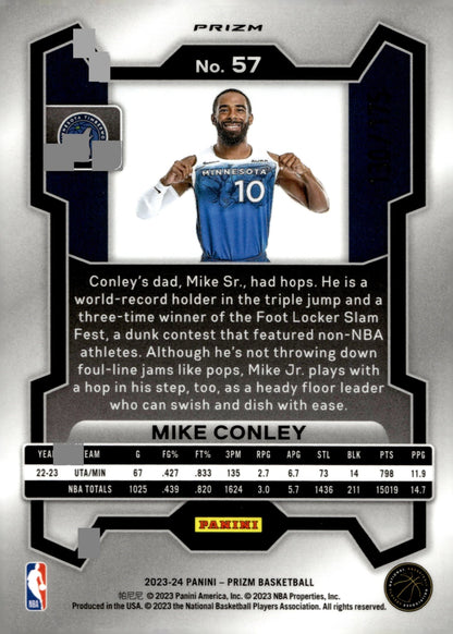 Mike Conley 2023 - 24 Panini Prizm White Prizm 130/175 #57 - Collector Store LLC