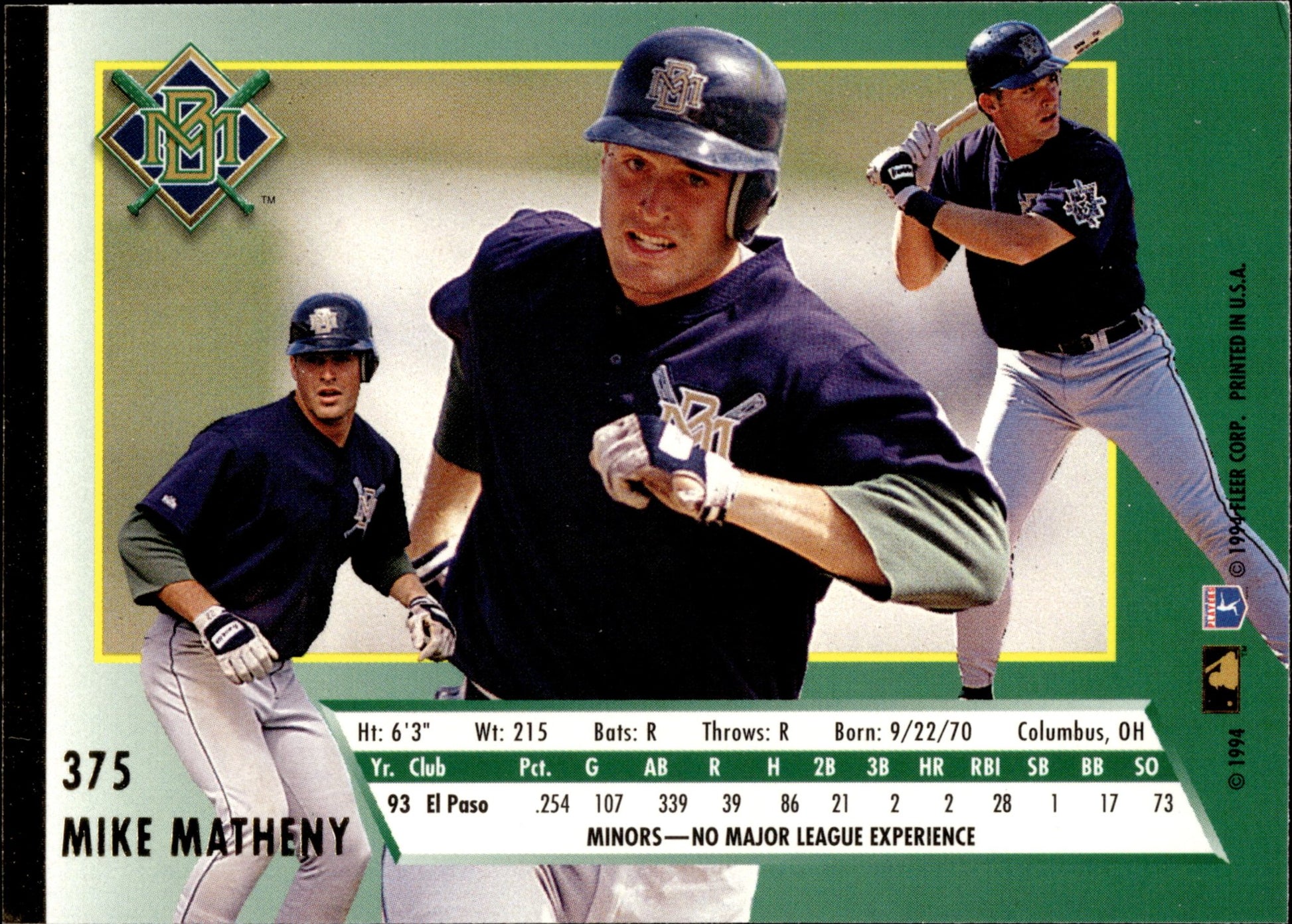 Mike Matheny 1994 Fleer Ultra RC #375 - Collector Store LLC