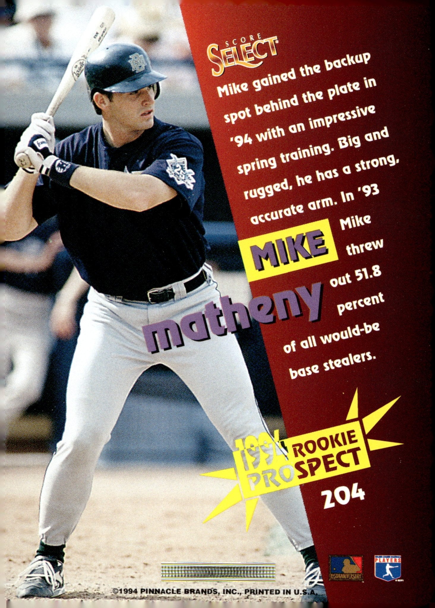 Mike Matheny 1994 Score Select RC #204 - Collector Store LLC