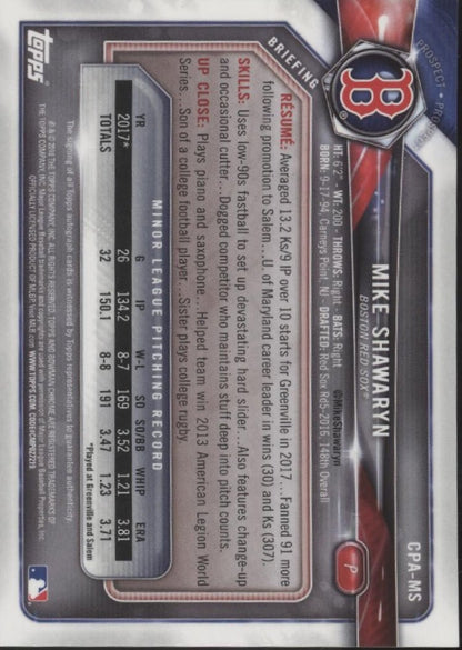 Mike Shawaryn 2018 Bowman Chrome Prospect Auto CPA - MS 1 - Collector Store LLC