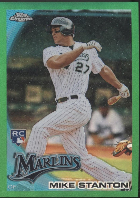 Mike Stanton 2010 Topps Chrome Green Refractor RC 156/599 #190 - Collector Store LLC