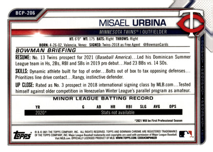 Misael Urbina 2021 Bowman Chrome Prospects Mojo Refractor #BCP - 206 - Collector Store LLC