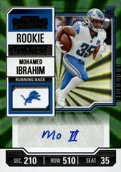 Mohamed Ibrahim 2023 Panini Contenders Rookie Ticket Green RC Auto #253 - Collector Store LLC