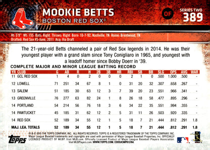 Mookie Betts 2015 Topps Series 2 Future Stars #389 - Collector Store LLC