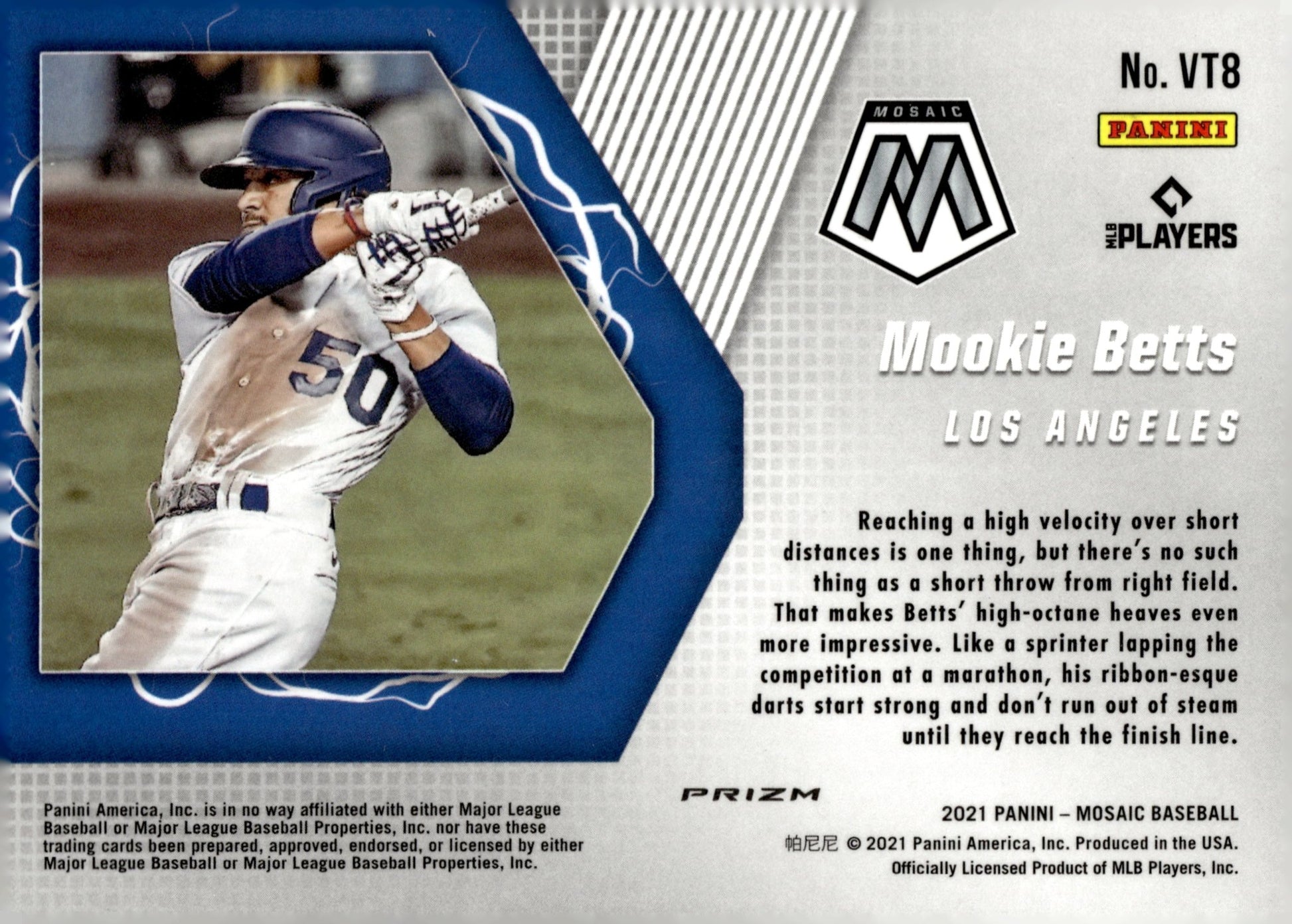 Mookie Betts 2021 Panini Mosaic V Tools Blue Prizm #VT8 - Collector Store LLC