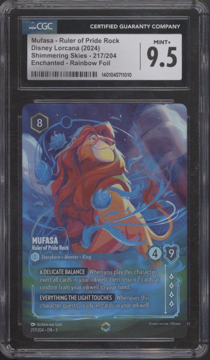 Mufasa Pride Rock Disney Lorcana Shimmer Skies Enchanted Rainbow Foil CGC 9.5 - Collector Store LLC