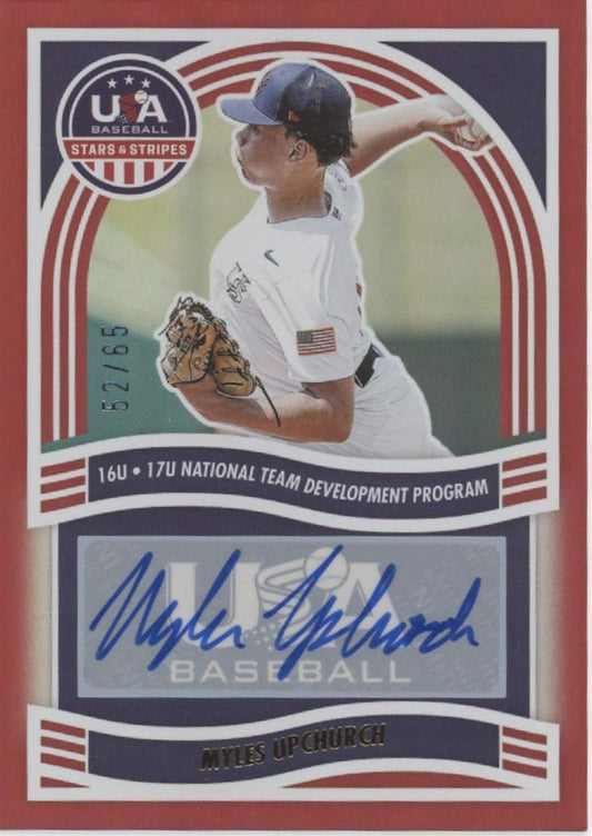 Myles Upchurch 2024 Panini Baseball Stars & Stripes Red Auto 52/65 #NTS - MU - Collector Store LLC