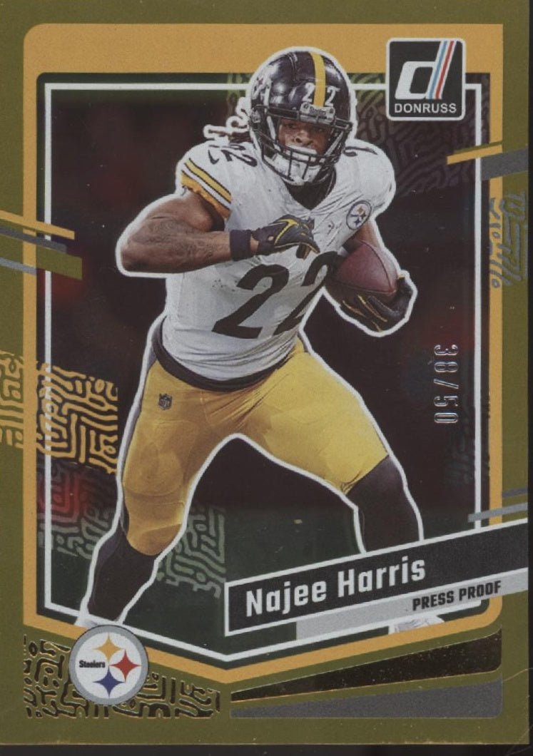 Najee Harris 2023 Panini Donruss Press Proof Gold 38/50 #252 - Collector Store LLC