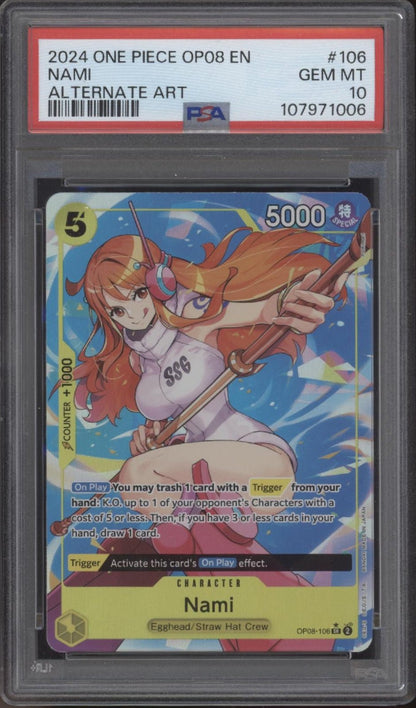 Nami One Piece Card Game Two Legends Alternate Art 106 PSA 10 - Collector Store LLC