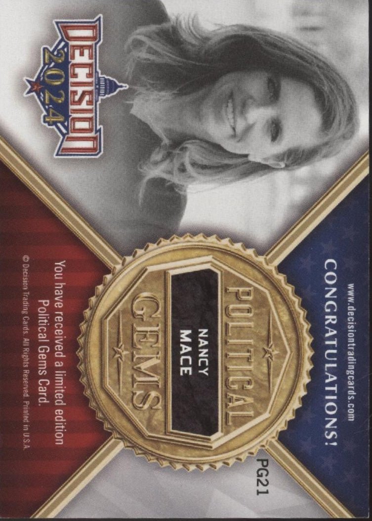 Nancy Mace 2024 Decision Political Gems 1/5 #PG21 - Collector Store LLC