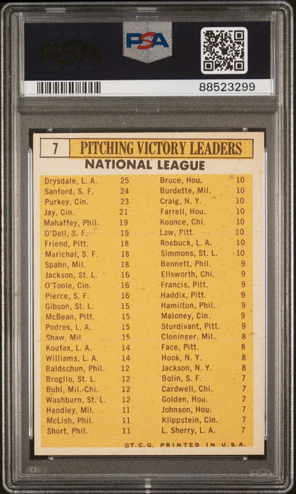 National League Pitching Leaders 1963 Topps #7 PSA 5 - Collector Store LLC