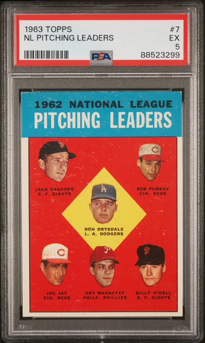 National League Pitching Leaders 1963 Topps #7 PSA 5 - Collector Store LLC