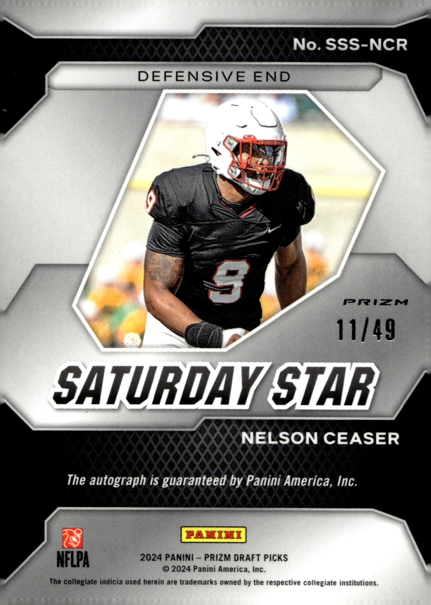 Nelson Ceaser 2024 Prizm Draft Picks Saturday Star Orange Pulsar RC Auto 11/49 - Collector Store LLC